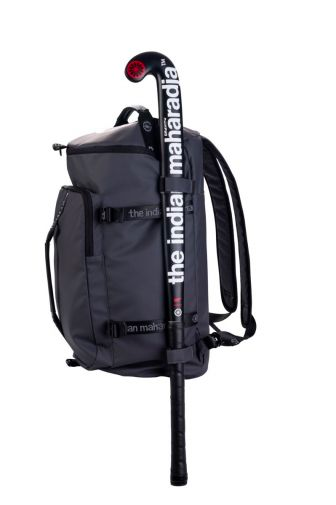Grey backpack duffel with stick holder