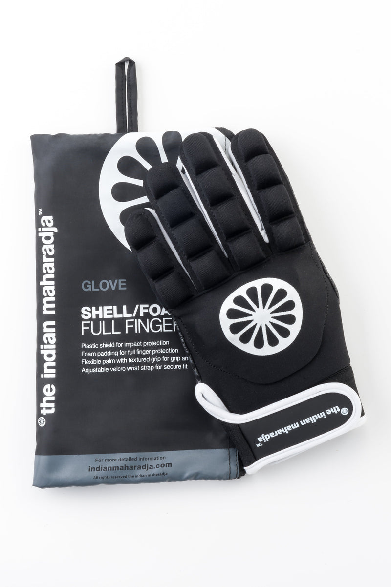 Indian Maharadja Full Finger Shell Gloves in Black: Pairs, Left or Right Black