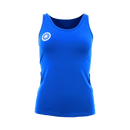 Front view of athletic fitness tank in dark blue 