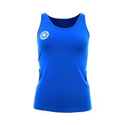 Front view of athletic fitness tank in dark blue 