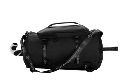 Black backpack duffel with stick holder