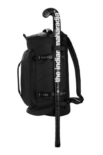 Black backpack duffel with stick holder