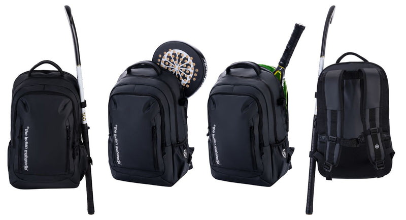 All sports backpack PRO (black) with stick holder holds many different kinds of sports equipment!